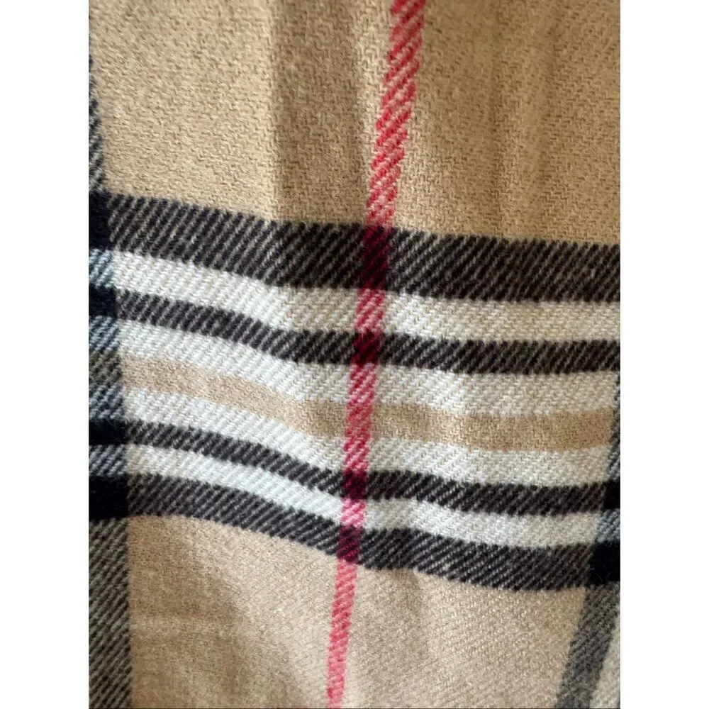 Cashmere Plaid Beige Black SoftLightweight  Fringed Made in Scotland Scarf
